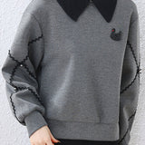 Fake two-piece lapel sweatshirt