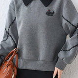 Fake two-piece lapel sweatshirt