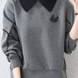 Fake two-piece lapel sweatshirt