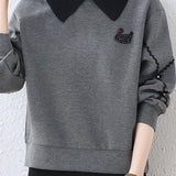 Fake two-piece lapel sweatshirt