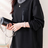 Half-high collar spliced color-block casual sweatshirt