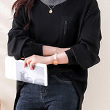 Half-high collar spliced color-block casual sweatshirt