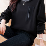 Half-high collar spliced color-block casual sweatshirt