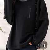 Half-high collar spliced color-block casual sweatshirt