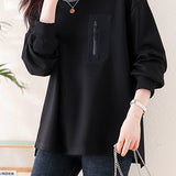 Half-high collar spliced color-block casual sweatshirt