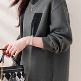 Half-high collar spliced color-block casual sweatshirt