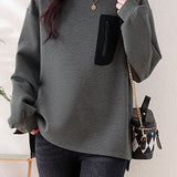 Half-high collar spliced color-block casual sweatshirt