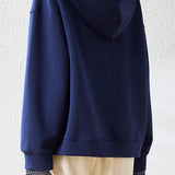 Hooded drawstring long-sleeved sweatshirt