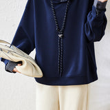 Hooded drawstring long-sleeved sweatshirt