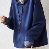 Hooded drawstring long-sleeved sweatshirt