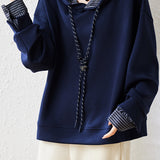 Hooded drawstring long-sleeved sweatshirt