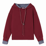 Hooded drawstring long-sleeved sweatshirt