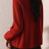 Metal-button round-neck knitted cardigan