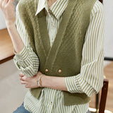 Elegant striped shirt and waistcoat two-piece set