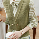 Elegant striped shirt and waistcoat two-piece set