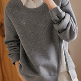 Warm faux two-piece fleece-lined sweatshirt