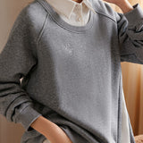 Warm faux two-piece fleece-lined sweatshirt