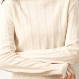 High-neck striped knitted sweater