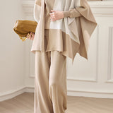 Color-blocking shawl solid-color top and long pants set