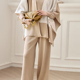 Color-blocking shawl solid-color top and long pants set