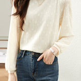 Round-neck lace solid-color bottoming shirt