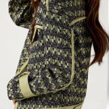 Casual loose spliced tweed coat