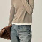 Fake two-piece round-neck knitted sweater