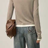 Fake two-piece round-neck knitted sweater