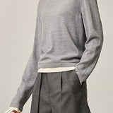 Fake two-piece round-neck knitted sweater