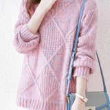 Lazy-style colored-dot knitted bottoming sweater