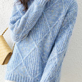 Lazy-style colored-dot knitted bottoming sweater