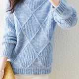 Lazy-style colored-dot knitted bottoming sweater