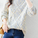 Lazy-style colored-dot knitted bottoming sweater