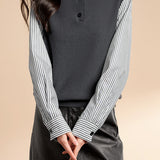 Striped spliced high-neck knitted sweater