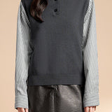 Striped spliced high-neck knitted sweater