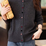 Simple solid-color knitted cardigan