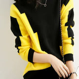 Fashion color-blocking knitted sweater