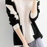 Fashion color-blocking knitted sweater