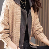 Spliced knitted cardigan coat