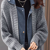 Spliced knitted cardigan coat