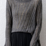 Hollowed-out knitted blouse