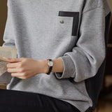 Casual color-blocked round-neck sweatshirt