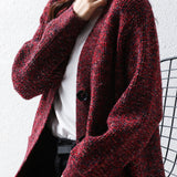 Lazy style jacquard knitted cardigan