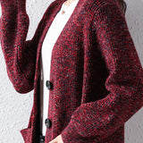 Lazy style jacquard knitted cardigan