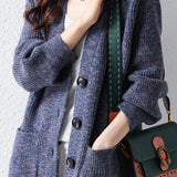 Lazy style jacquard knitted cardigan