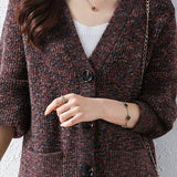 Lazy style jacquard knitted cardigan