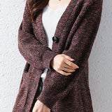 Lazy style jacquard knitted cardigan