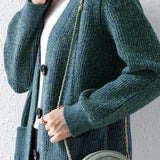 Lazy style jacquard knitted cardigan