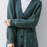 Lazy style jacquard knitted cardigan