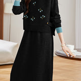 Embroidered vest dress set